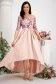 Powder pink - StarShinerS asymmetrical cloche dress from satin off-shoulder lace and sequins details 4 - StarShinerS.com