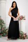 Black dress lycra long cloche with elastic waist with glitter details slit 4 - StarShinerS.com