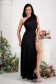 Black dress lycra long cloche with elastic waist with glitter details slit 5 - StarShinerS.com