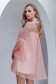 Rochie plisata din tul roz pudra scurta cu croi larg - Fofy 2 - StarShinerS.ro