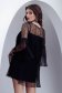Rochie plisata din tul neagra scurta cu croi larg - Fofy 2 - StarShinerS.ro