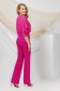 Fuchsia women`s blouse from veil fabric loose fit with cut-out sleeves shoulder detail 4 - StarShinerS.com