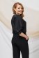 Black women`s blouse from veil fabric loose fit with cut-out sleeves shoulder detail 2 - StarShinerS.com