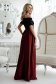 Burgundy dress long cloche taffeta waist pleats naked shoulders 2 - StarShinerS.com