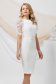 Ivory dress elastic cloth pencil with puffed sleeves with pearls 2 - StarShinerS.com
