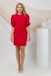 Red dress elastic cloth short cut pencil with puffed sleeves 4 - StarShinerS.com