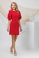 Red dress elastic cloth short cut pencil with puffed sleeves 5 - StarShinerS.com