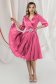 Pink dress midi cloche from satin wrap over front 2 - StarShinerS.com