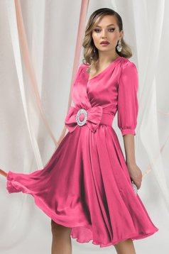 Pink dress midi cloche from satin wrap over front