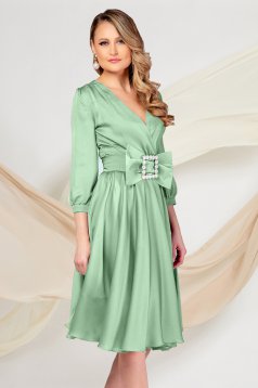 Mint dress midi cloche from veil fabric wrap over front