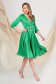 Green Midi Veil Dress in A-Line with Crossover Neckline - PrettyGirl 2 - StarShinerS.com