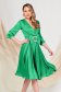Green Midi Veil Dress in A-Line with Crossover Neckline - PrettyGirl 1 - StarShinerS.com