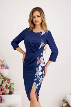 Dress pencil midi with floral print elastic cloth - StarShinerS