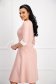 Rochie din stofa usor elastica roz pudra in clos cu guler decorativ - StarShinerS 3 - StarShinerS.ro