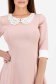 Rochie din stofa usor elastica roz pudra in clos cu guler decorativ - StarShinerS 4 - StarShinerS.ro