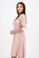 Rochie din stofa usor elastica roz pudra in clos cu guler decorativ - StarShinerS 2 - StarShinerS.ro