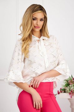White women`s blouse thin fabric asymmetrical loose fit - StarShinerS