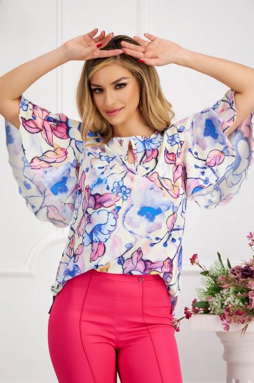 Casual Blouses, Women`s blouse thin fabric loose fit with bell sleeve - StarShinerS - StarShinerS.com