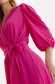 Pink dress short cut cloche with elastic waist thin fabric with puffed sleeves 5 - StarShinerS.com