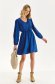 Blue dress short cut cloche with elastic waist thin fabric with puffed sleeves 4 - StarShinerS.com