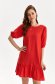 Red dress short cut loose fit thin fabric with puffed sleeves 1 - StarShinerS.com