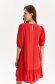 Red dress short cut loose fit thin fabric with puffed sleeves 3 - StarShinerS.com