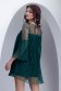 Rochie plisata din tul verde-inchis scurta cu croi larg - Fofy 2 - StarShinerS.ro