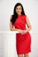 Red Glossy Lycra Pencil Dress with Side Material Pleats - StarShinerS 2 - StarShinerS.com