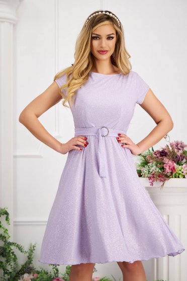 Plus Size Dresses, - StarShinerS lila dress lycra with glitter details cloche with elastic waist - StarShinerS.com