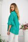 Ladies' blouse made of thin green asymmetrical material with a loose cut and scarf-type collar - StarShinerS 2 - StarShinerS.com