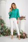 Ladies' blouse made of thin green asymmetrical material with a loose cut and scarf-type collar - StarShinerS 4 - StarShinerS.com
