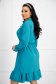 Rochie din georgette turcoaz in clos cu elastic in talie si guler tip esarfa 7 - StarShinerS.ro