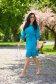 Rochie din georgette turquoise in clos cu elastic in talie si cordon detasabil - Lady Pandora 2 - StarShinerS.ro