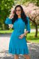 Rochie din georgette turquoise in clos cu elastic in talie si cordon detasabil - Lady Pandora 1 - StarShinerS.ro