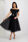 Black dress midi cloche from tulle naked shoulders lace overlay 2 - StarShinerS.com