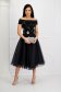 Black dress midi cloche from tulle naked shoulders lace overlay 4 - StarShinerS.com