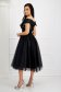Black dress midi cloche from tulle naked shoulders lace overlay 5 - StarShinerS.com
