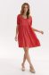 Red dress thin fabric short cut loose fit with puffed sleeves short sleeves 2 - StarShinerS.com