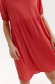 Red dress thin fabric short cut loose fit with puffed sleeves short sleeves 5 - StarShinerS.com
