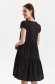 Black dress thin fabric short cut loose fit short sleeves with puffed sleeves 4 - StarShinerS.com