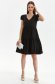 Black dress thin fabric short cut loose fit short sleeves with puffed sleeves 1 - StarShinerS.com