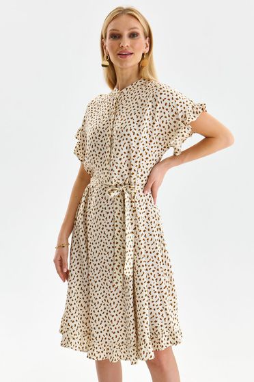 Day dresses, White dress thin fabric cloche with ruffled sleeves - StarShinerS.com