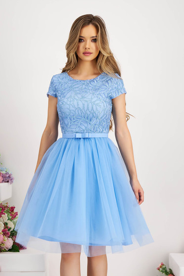 Tulle dresses, - StarShinerS lightblue cloche dress from tulle with sequin embellished details laced - StarShinerS.com