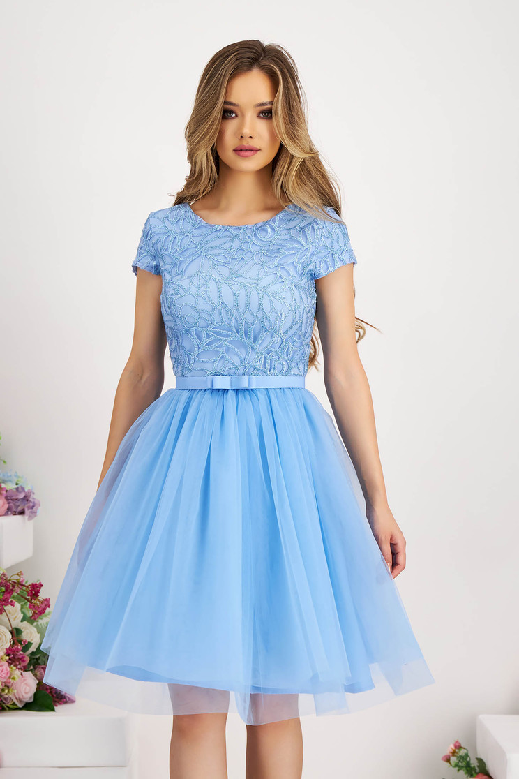 - StarShinerS lightblue cloche dress from tulle with sequin embellished details laced