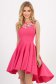 Rochie din stofa roz scurta asimetrica in clos cu flori in relief - StarShinerS 1 - StarShinerS.ro