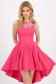 Rochie din stofa roz scurta asimetrica in clos cu flori in relief - StarShinerS 2 - StarShinerS.ro