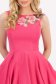 Rochie din stofa roz scurta asimetrica in clos cu flori in relief - StarShinerS 3 - StarShinerS.ro