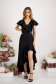 - StarShinerS black dress elastic cloth asymmetrical with ruffle details with v-neckline 3 - StarShinerS.com