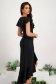 Asymmetric black elastic fabric dress with ruffles and v-neckline - StarShinerS 3 - StarShinerS.com