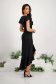 Asymmetric black elastic fabric dress with ruffles and v-neckline - StarShinerS 4 - StarShinerS.com